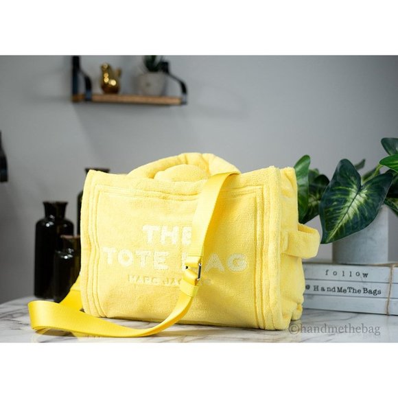 NEW Marc Jacobs The Terry Tote Yellow Medium Soft Terry Fabric Crossbody Handbag - Picture 2 of 8